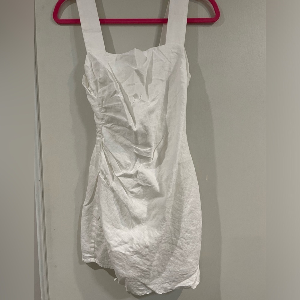 White Linen Mini Reformation Dress